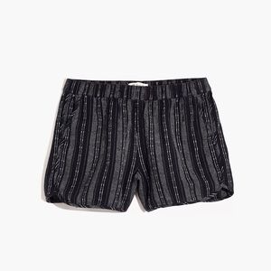 NWT Madewell Pull-on Linen Blend Shorts in Black Jacquard size Large